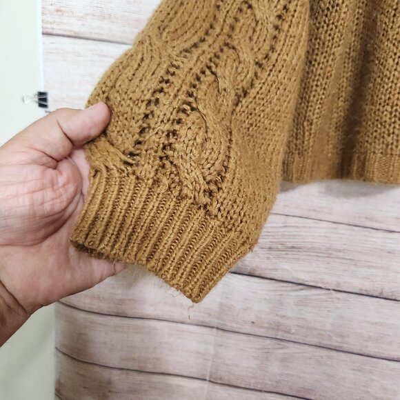 Wooden Ships Sweater Mohair Wool Cable Knit Brown Women's Size M/L - Picture 4 of 14